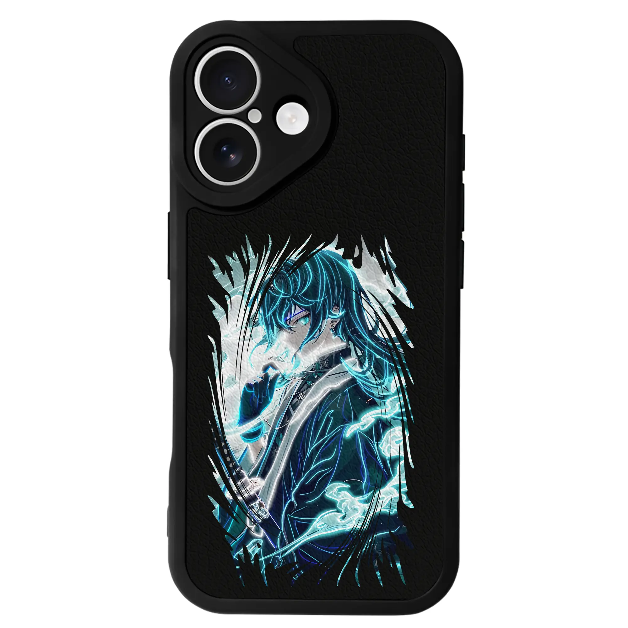 鬼滅の刃 グッズ,時透 無一郎 - IPhone 16シリーズ対応 ・ シリコンスマホケース ・ レザー調 ・ 高精度フィット ・ 耐衝撃 ・ ワイヤレス充電対応 ・ 精密カット